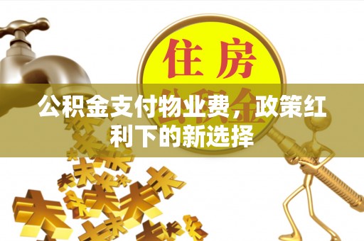石冈公积金支付物业费，政策红利下的新选择
