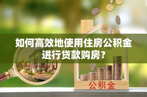 石冈如何高效地使用住房公积金进行贷款购房？